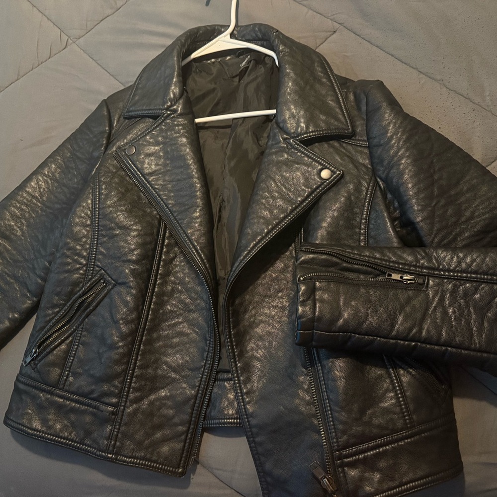 Forever 21 Black Leather Biker Jacket